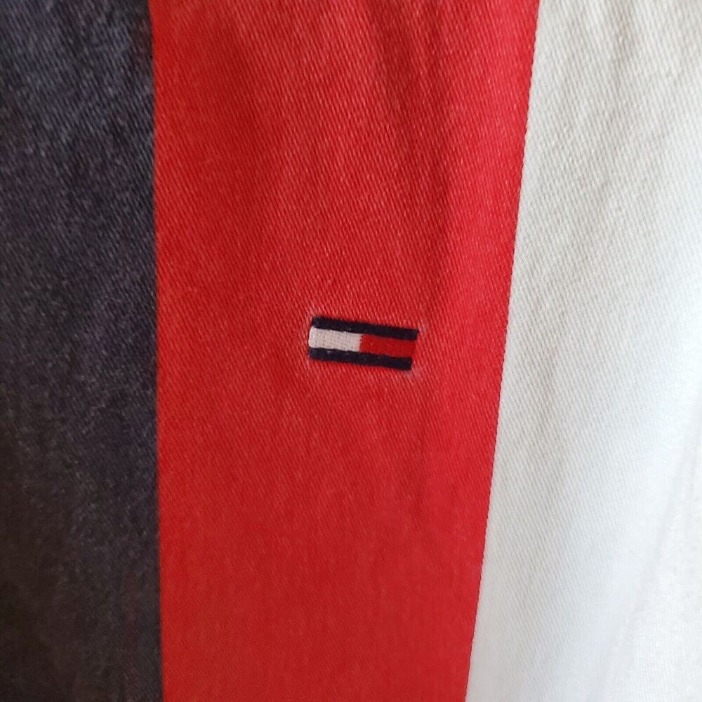 Vintage Tommy Hilfiger Denim Mens M Hooded Shirt Color Stripe Y2K - Picture 8 of 13